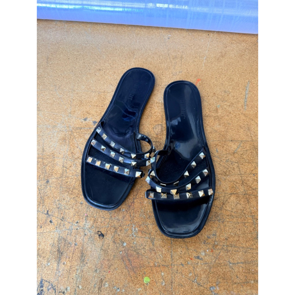 Olivia Miller Shoes - Women's Olivia Miller Black Gold Studded Jelly Sandals Size 10